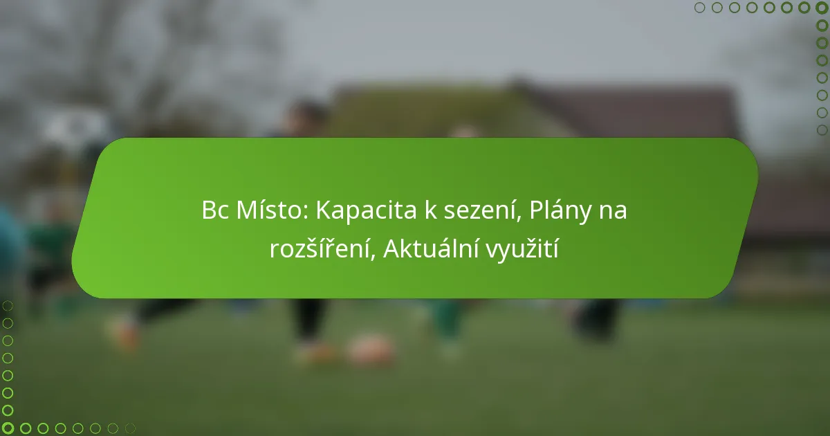 Bc Místo: Kapacita k sezení, Plány na rozšíření, Aktuální využití