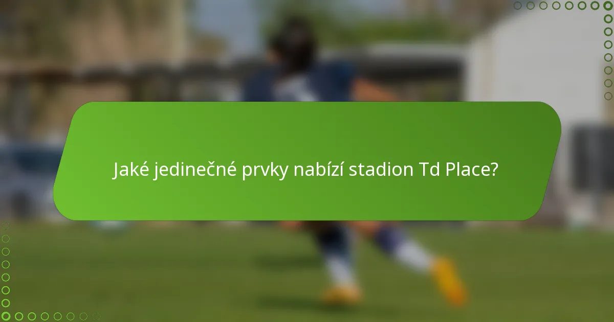 Jaké jedinečné prvky nabízí stadion Td Place?